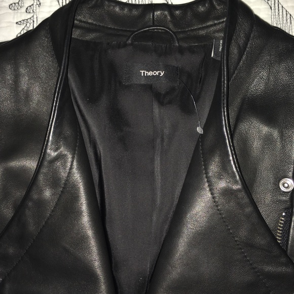 THEORY LAMBSKIN BLACK LEATHER JACKET - Picture 8 of 8